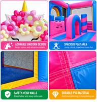 Château gonflable Ceyu Unicorn avec toboggan, château arc-en-ciel fleuri pour les enfants, les filles, les anniversaires, les fêtes de famille, le jardin, la maison