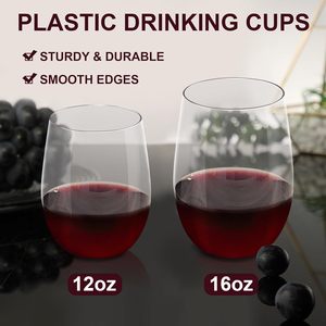 Verre à vin en plastique PET de haute qualité de 12OZ tasse à vin rouge en forme d'oeuf <span class=keywords><strong>sans</strong></span> <span class=keywords><strong>pied</strong></span> incassable pour usage alimentaire - Product Image 2