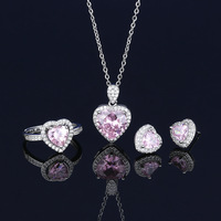 YW Hot-Selling Cuivre Matériel Rose Cristal Zircon Diamant Collier Ensemble de Bijoux pour les Femmes