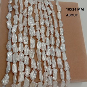 'Perla natural, 10x25mm gran <span class=keywords><strong>biwa</strong></span> forma Barroca keshi perla suelta de agua dulce en hebra. - Product Image 3
