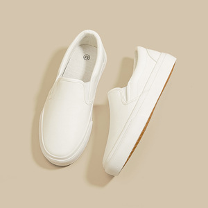 Sneakers Slip-On <span class=keywords><strong>in</strong></span> <span class=keywords><strong>Tela</strong></span> Vulcanizzata con Logo Personalizzato OEM ODM, <span class=keywords><strong>Scarpe</strong></span> Casual Leggere e Traspiranti <span class=keywords><strong>Bianche</strong></span>, MOQ Basso 300 Paia per Private Label - Product Image 6