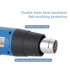 ปืนลมร้อนไฟฟ้าอุตสาหกรรมแบบไร้สาย DIY 1350W 220V 240-420 ลิตร/นาที ลมเย็น/ลมร้อน 300-520  สำหรับหดฟิล์ม  พร้อมปุ่มกด - Product Image 5