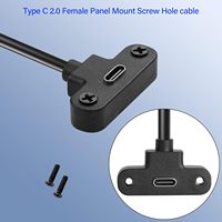 Cable adaptador USB 2.0 tipo C para montaje en panel, ángulo de 90 grados, cable de extensión USB C macho a hembra con tornillo de montaje en panel
