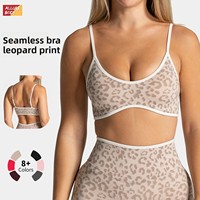 Soutien-gorge de sport antichoc pour femme, nouvelle collection, imprimé léopard, biais contrastant, maintien élevé, en Spandex/Nylon, style débardeur