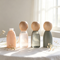 Flacons à bille en verre rechargeables haut de gamme 10ml 12ml, mignons, roses et verts, avec bouchon en bambou, pour huiles essentielles et déodorants