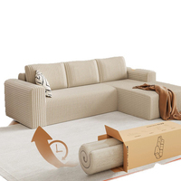 Canapé d'angle Youhan en tissu flanelle compressé sous vide, mousse haute élasticité, design moderne et simple, pour salon et chambre, petit modèle