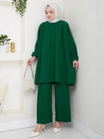 Nouvel ensemble musulman deux pièces pour femmes, chemisier à manches longues et pantalon large, tenue d'automne style saoudien et de Dubaï