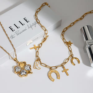 Trèfle à quatre feuilles Long Collier Bijoux Acier inoxydable Kleeblatt Schmuck Colares De Trevo 4 Folhas Collier <span class=keywords><strong>Trefle</strong></span> Quatre Feuille - Product Image 4