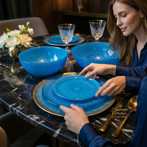 Ensemble de bols en résine bleue faits à la main, écologiques, empilables, compatibles lave-vaisselle, collection de vaisselle moderne et luxueuse - Product Image 1