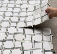 SUBEI Carreaux de mosaïque en marbre naturel de haute qualité, couleur vert clair frais, motif carré, pour la décoration de la maison et des villas, industrie de la décoration