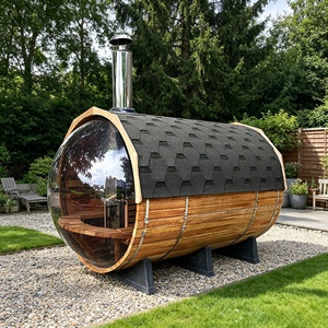 4-6 People Panoramic Glass Bucket Traditional Steam Sauna Room With Wood-burning Stove Rainproof and heat-insulating interior - Product Image 1
