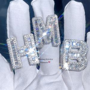 Лидер продаж, классическое круглое багетное кольцо из муассанита, бриллиантовое письмо на заказ - Product Image 1