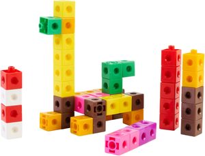 100 Piezas de Cubos Matemáticos Coloridos, Juego de Bloques Educativos y de Bricolaje para Niños, Aprendizaje Preescolar, Bloques de Plástico y Madera para Conectar - Product Image 2