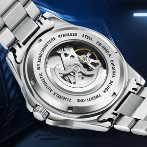 Reloj Mecánico Automático de 44 mm con Caja de Aleación, Brazalete de Acero Inoxidable, Cierre de Mariposa, Resistente al Agua, Luminoso, Esqueleto - Product Image 3