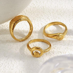 Nouvelle <span class=keywords><strong>bague</strong></span> de petit doigt en acier inoxydable doré, motif <span class=keywords><strong>camée</strong></span> exagéré, à vis, avec empreinte digitale, style luxe abordable - Product Image 5