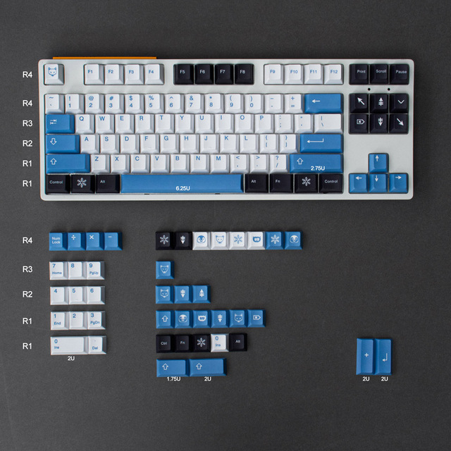 GMK Like Arctic Theme 129keys PBT Dye Sublimation Cherry Profile Keycaps Set for Mechanical Keyboard