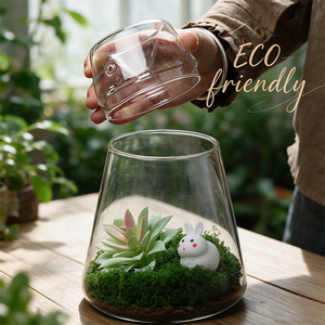 Home Decoration Items Wedding Centerpieces Handmade clear Volcano Split High Borosilicate Glass Planter Terrarium Vases with Lid - Product Image 3