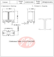 Inducteur magnétique à double bobine à mode commun haute fréquence SQ2418-001L 15mH minimum 23x31.5x15.5mm