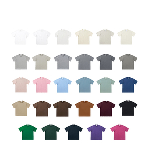 High Quality Cotton Blank T Shirt Drop Shoulder Oversized Men's Knitted T-shirt Crew <b>Neck</b> Streetwear Custom Logo Tshirt - Product Image 3