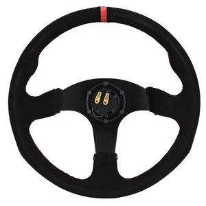 พวงมาลัยรถแข่ง OMP ขนาด 350 มม. หุ้มหนังกลับสีดำ พร้อมตะเข็บสีแดง - Product Image 3