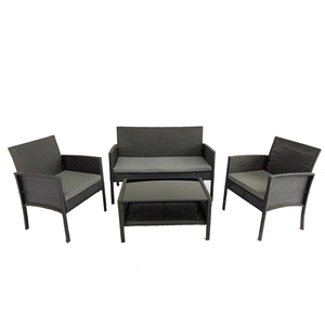 Set Divano in Rattan per Patio, Set da Giardino con Tavolo e Sedie, Mobili da Esterno in Rattan PP Iniettato - Product Image 4