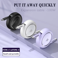 Actualización 100W 1M retráctil USB tipo C Cable de carga de datos TPE Compatible para uso móvil del teléfono incluida la transferencia de archivos