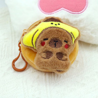 Botu mignon en peluche Capybara porte-monnaie créatif Kawaii dessin animé Animal sac pendentif clé rouge à lèvres casque sac de rangement enfants portefeuille