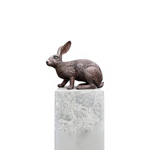 <b>Hand</b> <b>Casted</b> Rabbit Sculpture Bronze Finish For Easter Decoration Garden Supplies Metal Rabbit Statue Customizable Designs - Product Image 1