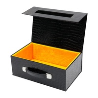 Boîtes d'emballage cadeau de luxe en cuir PU à texture crocodile noir personnalisées Outils écologiques pour chaussures en bois et à vin
