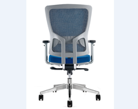 Chaise de bureau pivotante moderne à dossier en maille, chaise ergonomique pour personnel avec cadre blanc, maille rouge et coussin en tissu