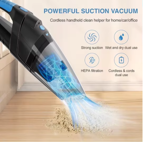 HF08B Wireless Vacuum Cleaner for Home & Car -Large Capacity Battery Cordless Powerful Portable Vacuum for Car Home and Pet Hair