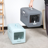 Cage de transport pliable pour animaux de compagnie, approuvée par les compagnies aériennes, en plastique, avec porte en fil métallique, vente en gros, pour chiens et chats
