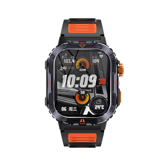 2026 Outdoor Smart Watch with 2.0 Inch HD Screen Deep Waterproof Flash UV Light Compass Sleep Tracker Sport Square TFT Display