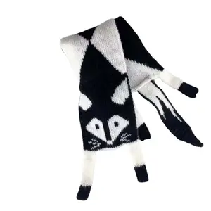 Новый осенний и зимний милый вязаный кашемировый акриловый текстурированный шарф с изображением лисы уличный шарф