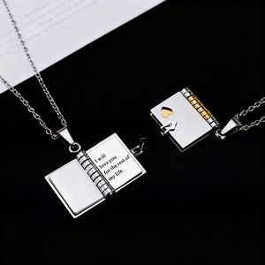 Novirassine - Collar con Colgante de Libro Personalizado <span class=keywords><strong>para</strong></span> Mujer, Acero Inoxidable, Abrible, Joyería con Colgante de Biblia, <span class=keywords><strong>Regalos</strong></span> <span class=keywords><strong>para</strong></span> el Día de la Madre - Product Image 3