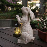 Statues de jardin solaires YACHEN, décorations de Pâques, statue de lapin en résine avec lumières LED pour patio, cadeaux de Pâques