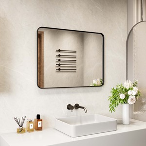 Hiện đại bán buôn tùy chỉnh các nhà sản xuất khách sạn 24 inch vuông Vanity 24x30 Đen Đóng Khung Gương treo tường Gương phòng tắm - Product Image 6