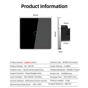 Zigbee nhà thông minh kim loại khung chuyển đổi với ánh sáng trở lại không có trung tính & trung tính có dây Anh EU tiêu chuẩn 10A 240V Alexa tương thích - Product Image 6