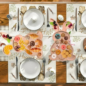 Wooden Rabbit <b>Tray</b> For Dessert Fruit Coffee Serving Hotel Use - Product Image 2