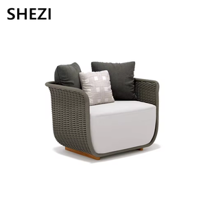 Set <span class=keywords><strong>da</strong></span> Esterno Moderno Shezi in Rattan Intrecciato con Cuscini Impermeabili, <span class=keywords><strong>Mobili</strong></span> Spostabili per Cortile, Balcone, Parco, Hotel di Lusso e Villa - Product Image 2