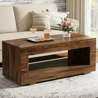 Tables basses en bois massif Tribesigns avec base robuste Tables basses de luxe marron clair rustique Tables basses antiques