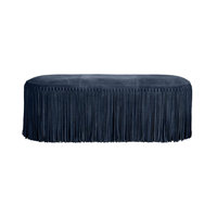 Banc rectangulaire de style bohème indien avec pompons, en tissu suédé et franges, pour bout de lit, sièges de réception d'hôtel et mariages