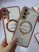 Coque de téléphone transparente électroplaquée antichoc magnétique en TPU avec charge sans fil pour