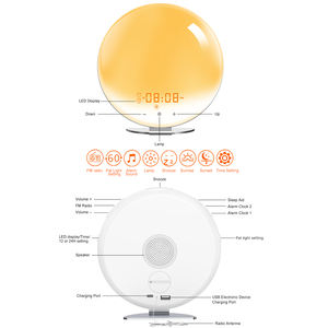 Reloj Despertador con Luz de <span class=keywords><strong>Amanecer</strong></span> <span class=keywords><strong>y</strong></span> LED de 7 Colores, Radio FM <span class=keywords><strong>y</strong></span> Control Táctil, Venta al Por Mayor de Fábrica, OEM/ODM Disponible - Product Image 6