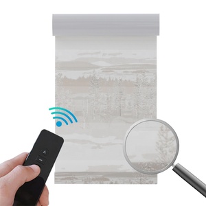 Motorized <strong>Curtain</strong> Triple Sheer Shade Shangrila Print Window Blind <strong>Motor</strong> Roller Blind - Product Image 2