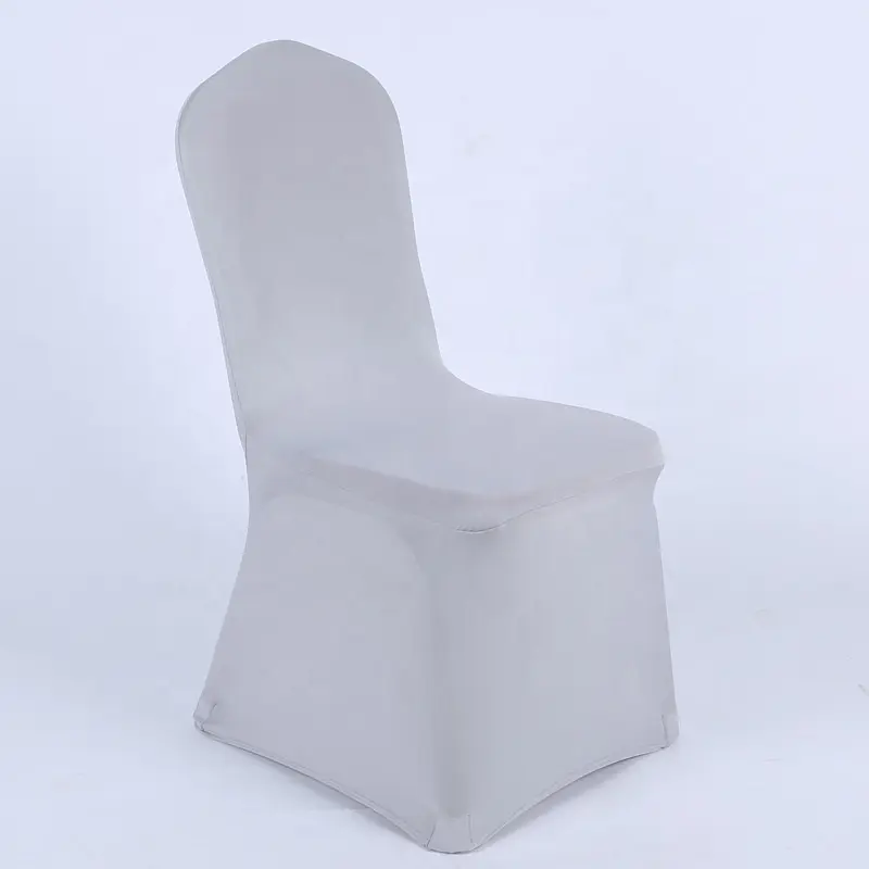 Hot Sale Universal Silver grey Stretch Spandex Scuba Elastic Chair Cover for Wedding Banquet Party Event Hotel Restaurant