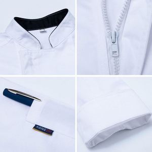 Uniforme de chef unisexe respirant en coton avec fermeture éclair pour directeur de restaurant et chef, vêtements de travail de cuisine à manches longues - Product Image 2