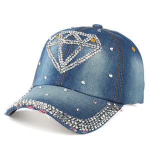 Casquette de baseball Bling pour femme, chapeau de soleil fantaisie en jean orné de strass, casquette de golf en jean cloutée, casquette à 6 panneaux à visière incurvée réglable - Product Image 5