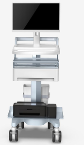 Adjustable Height Hospital Equipment <strong>Trolley</strong> with Monitor Mount <strong>Printer</strong> Shelf Drawer ABS Tray Silent Castors - Product Image 5