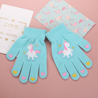 Gants tricotés pour enfants avec logo personnalisé, motif animal de dessin animé, doux, chauds, à doigts entiers, pour l'hiver, pour les enfants, à porter tous les jours en extérieur